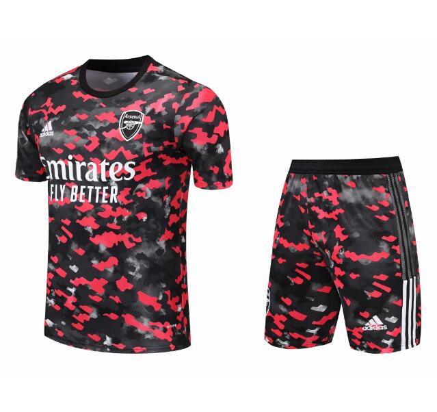 2021/22 Arsenal Red Black Training Kits Shirt with Shorts